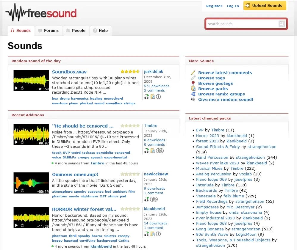 Freesound Sounds Browse
