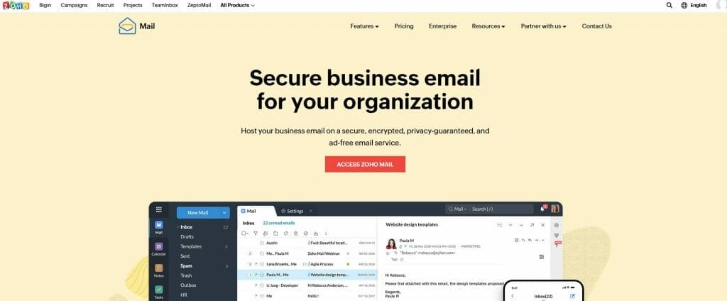 Business Email For Your Organization Zoho Mail 1024x424
