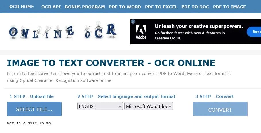 Free Online OCR Image To Text And PDF To Doc Converter