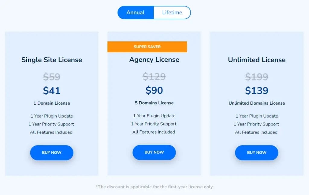 Fluent Forms Pricing Plan