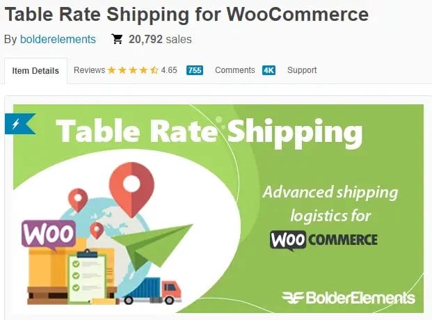 Table Rate Shipping For WooCommerce By Bolderelements