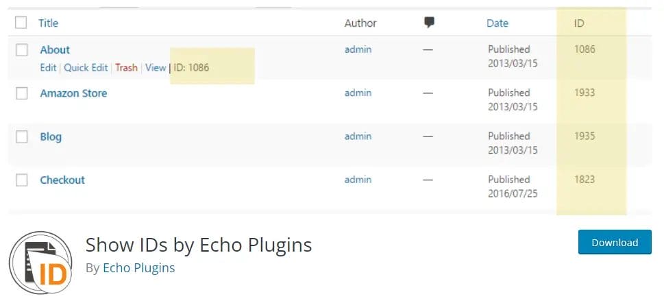 Show IDs By Echo Plugins
